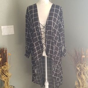 Hi-Lo lace up blouse